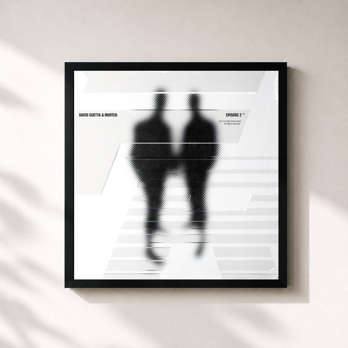 #noir Tableau carré de l'album Episode 2 de David Guetta, cadre noir 32x32 cm