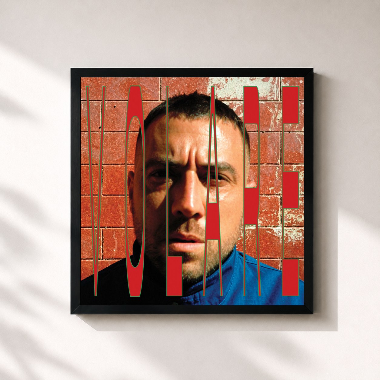 #noir Tableau carré de l'album Volare de Coez, cadre noir 32x32 cm