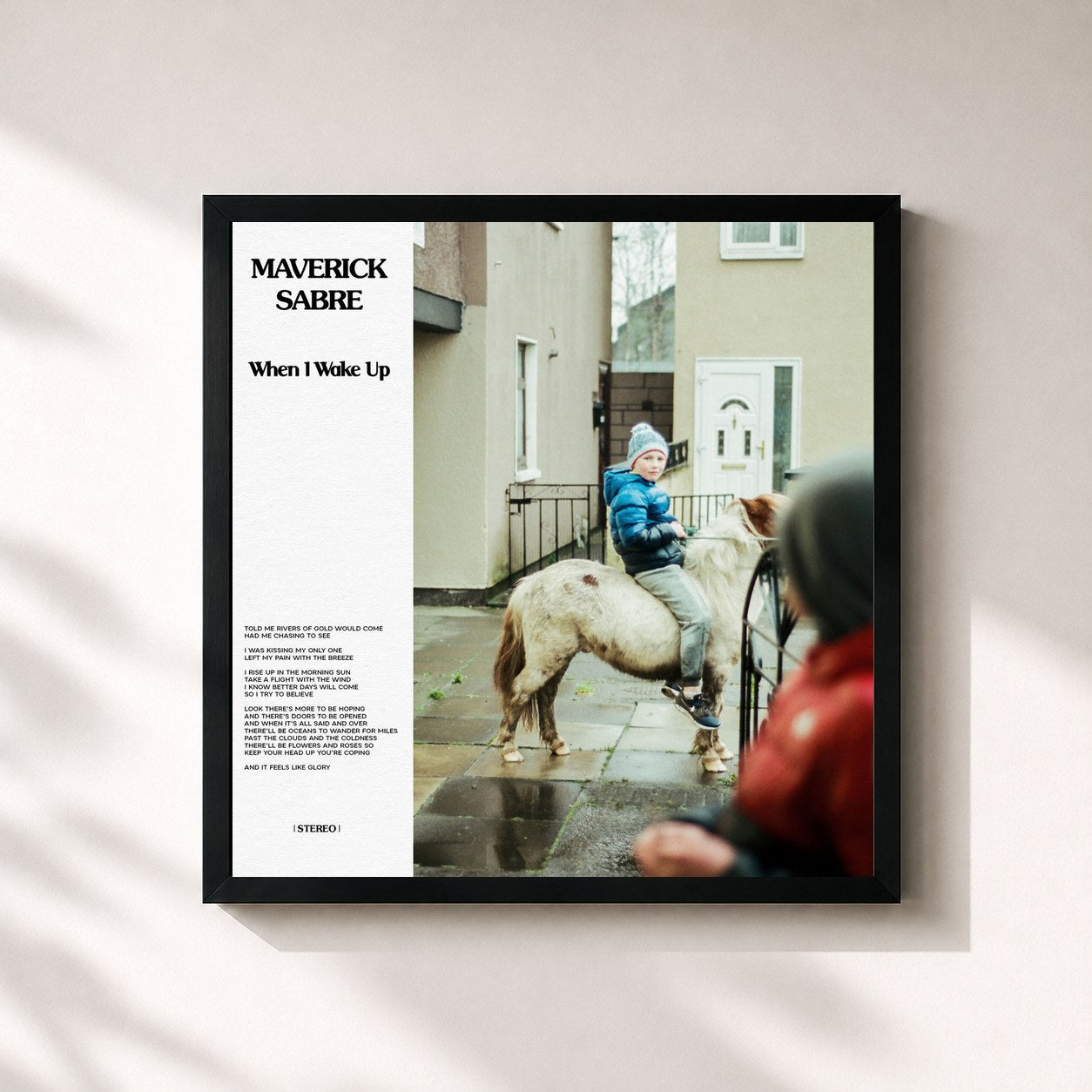 #noir Tableau carré de l'album When I Wake Up de Maverick Sabre, cadre noir 32x32 cm