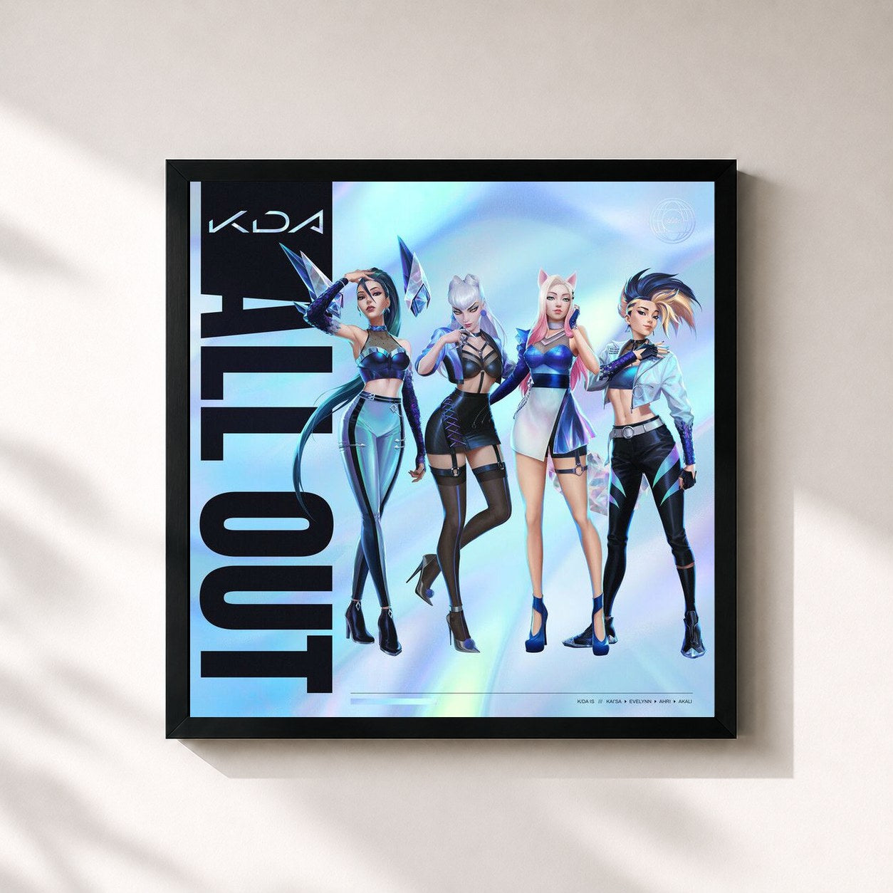 #noir Tableau carré de l'album ALL OUT de K/DA, cadre noir 32x32 cm