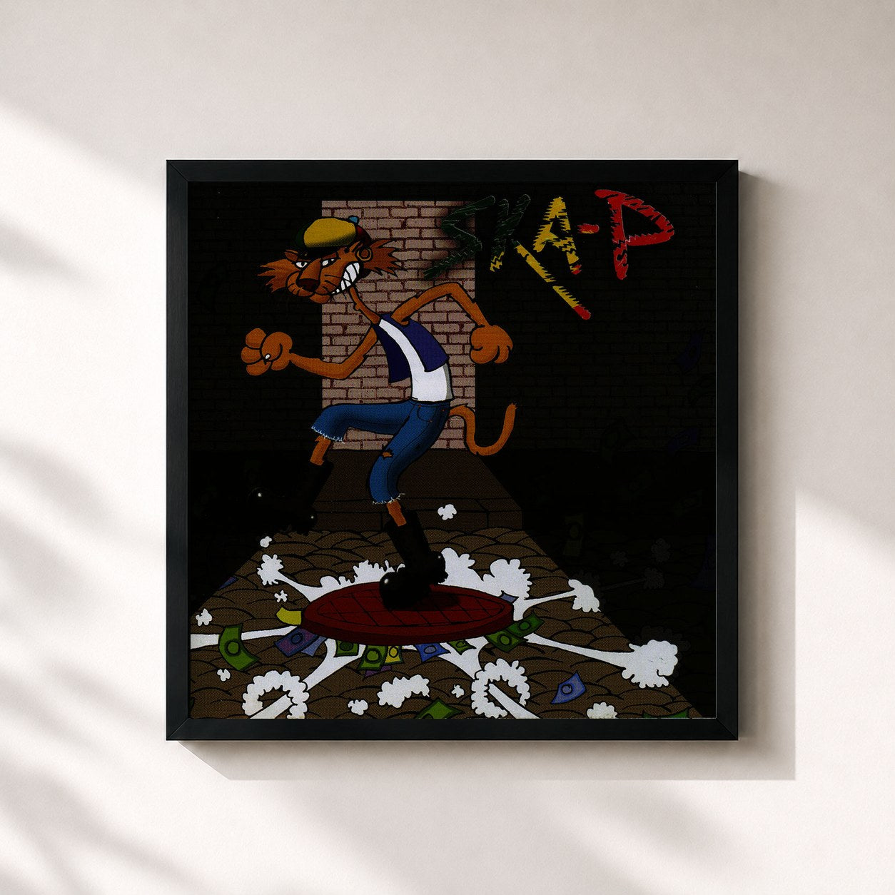 #noir Tableau carré de l'album Ska-P de Ska-P, cadre noir 32x32 cm