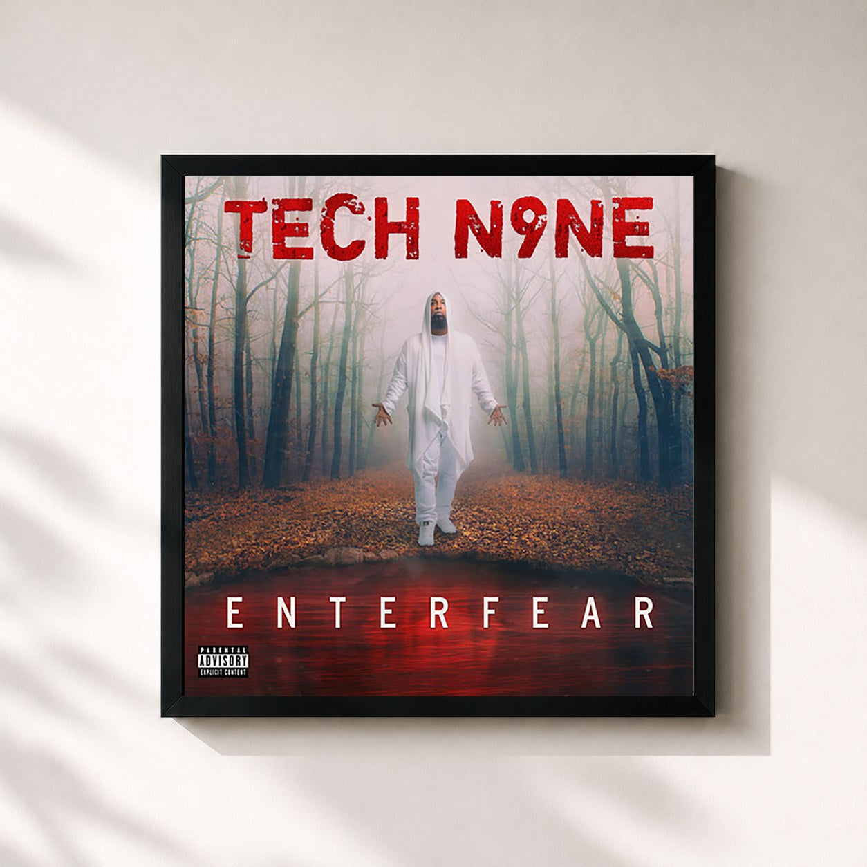 #noir Tableau carré de l'album ENTERFEAR de Tech N9ne, cadre noir 32x32 cm