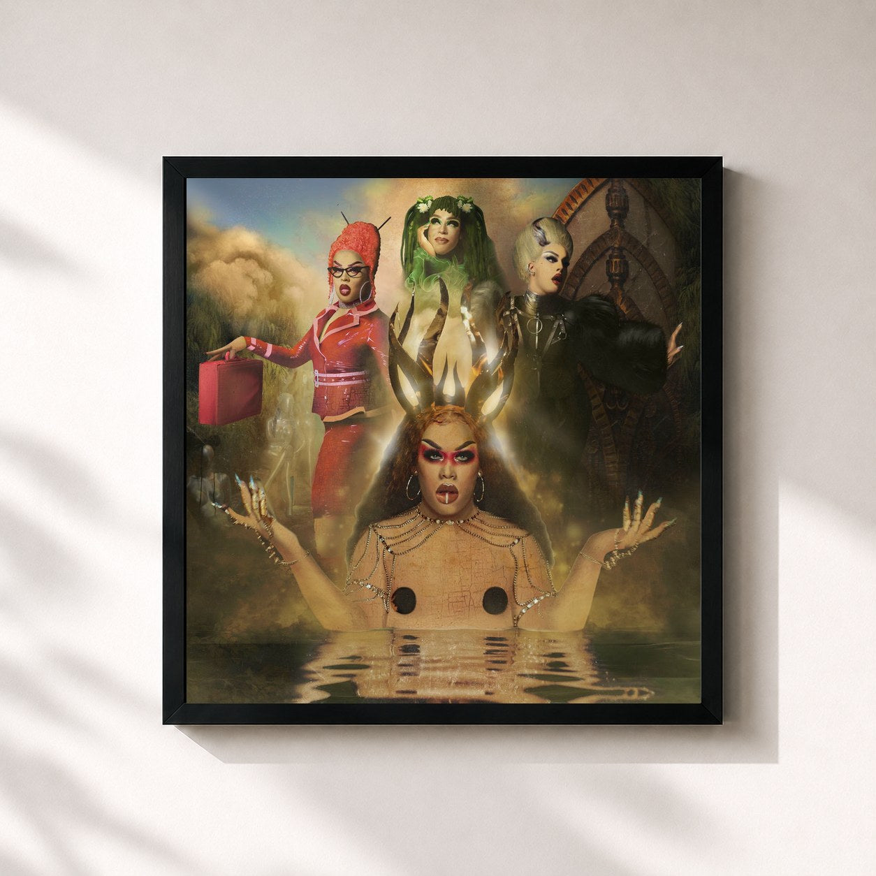 #noir Tableau carré de l'album ALEGORIA de Gloria Groove, cadre noir 32x32 cm