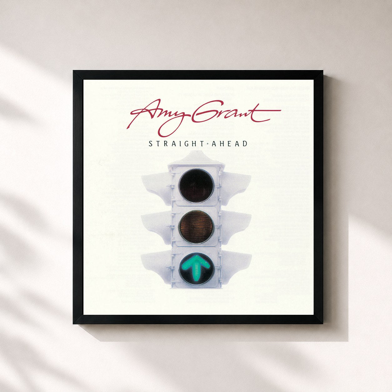#noir Tableau carré de l'album Straight Ahead (Remastered) de Amy Grant, cadre noir 32x32 cm