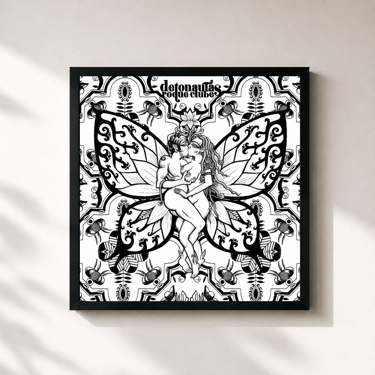 #noir Tableau carré de l'album Psicodeliamorsexo & Distorção de Detonautas, cadre noir 32x32 cm