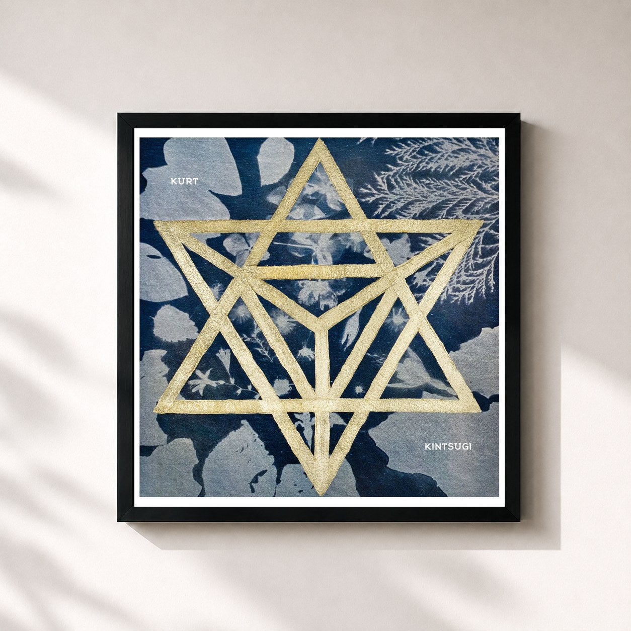 #noir Tableau carré de l'album Kintsugi de Kurt, cadre noir 32x32 cm