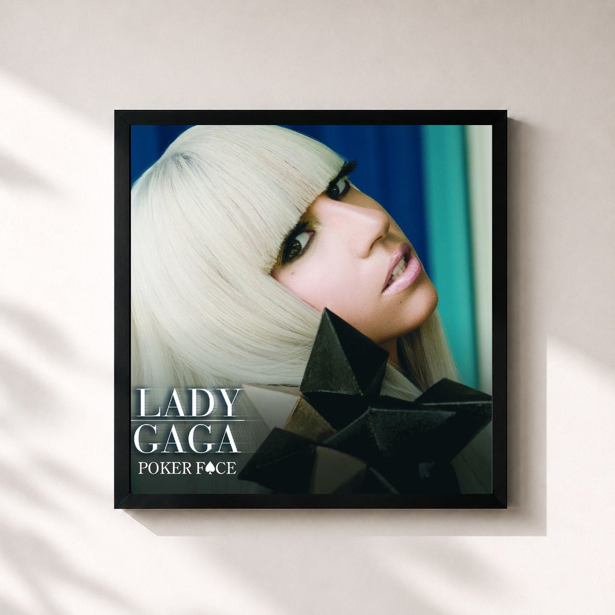 #noir Tableau carré de l'album Poker Face (Remixes Part 1) de Lady Gaga, cadre noir 32x32 cm
