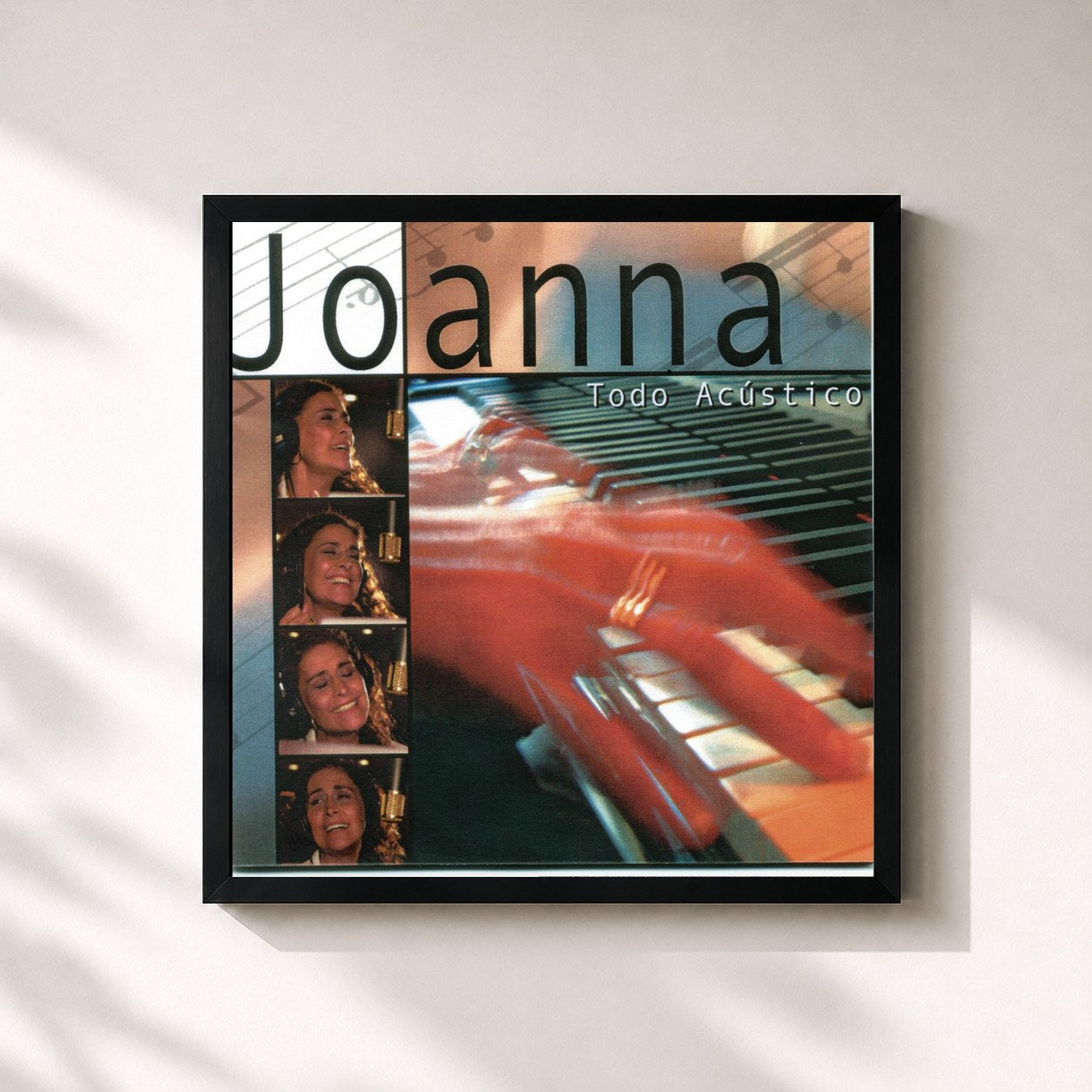 #noir Tableau carré de l'album Joanna todo Acústico de Joanna, cadre noir 32x32 cm