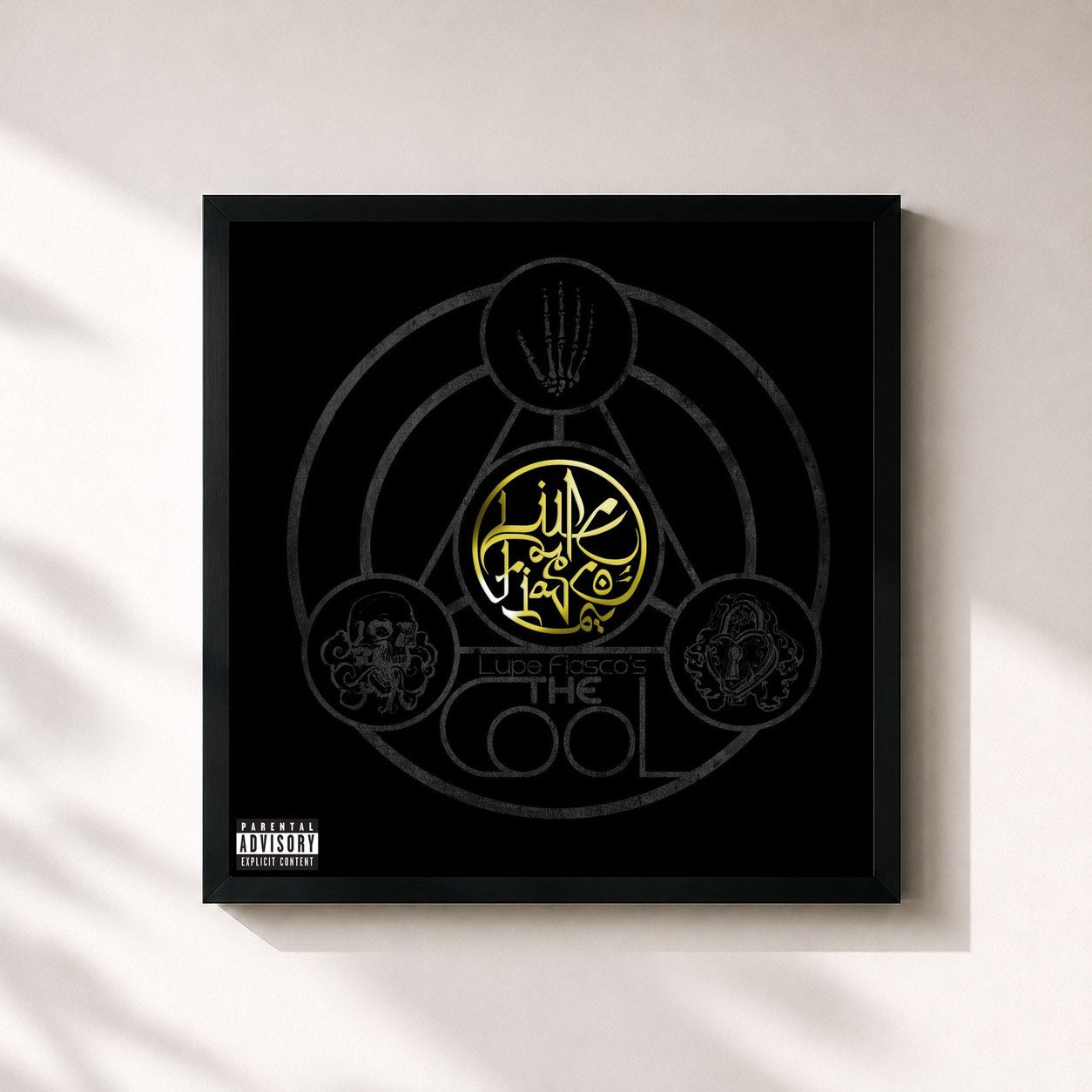 #noir Tableau carré de l'album Lupe Fiasco's The Cool de Lupe Fiasco, cadre noir 32x32 cm