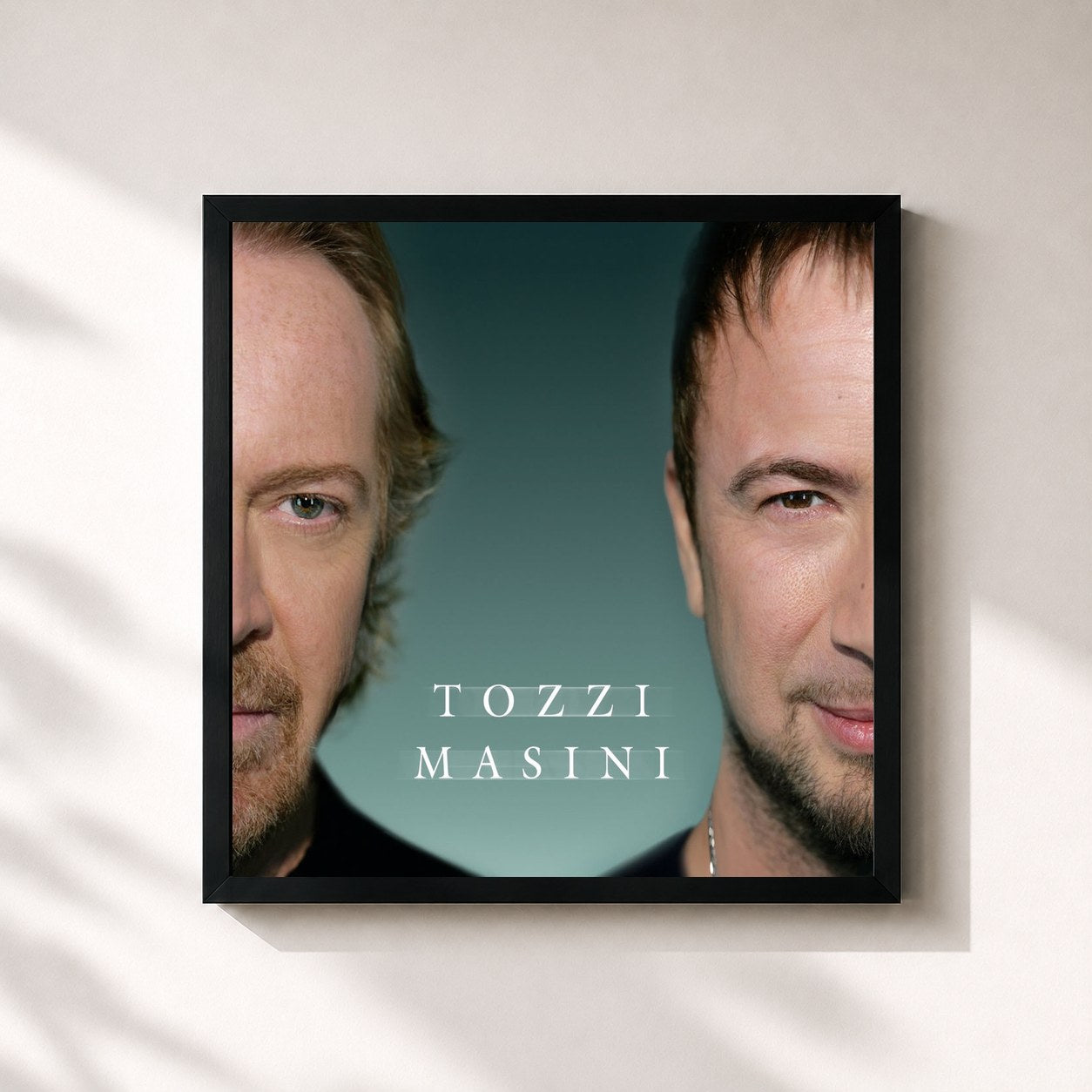 #noir Tableau carré de l'album Tozzi Masini de Umberto Tozzi, cadre noir 32x32 cm
