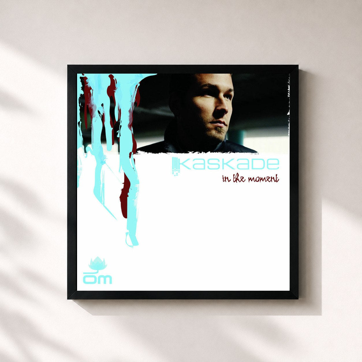 #noir Tableau carré de l'album In The Moment de Kaskade, cadre noir 32x32 cm