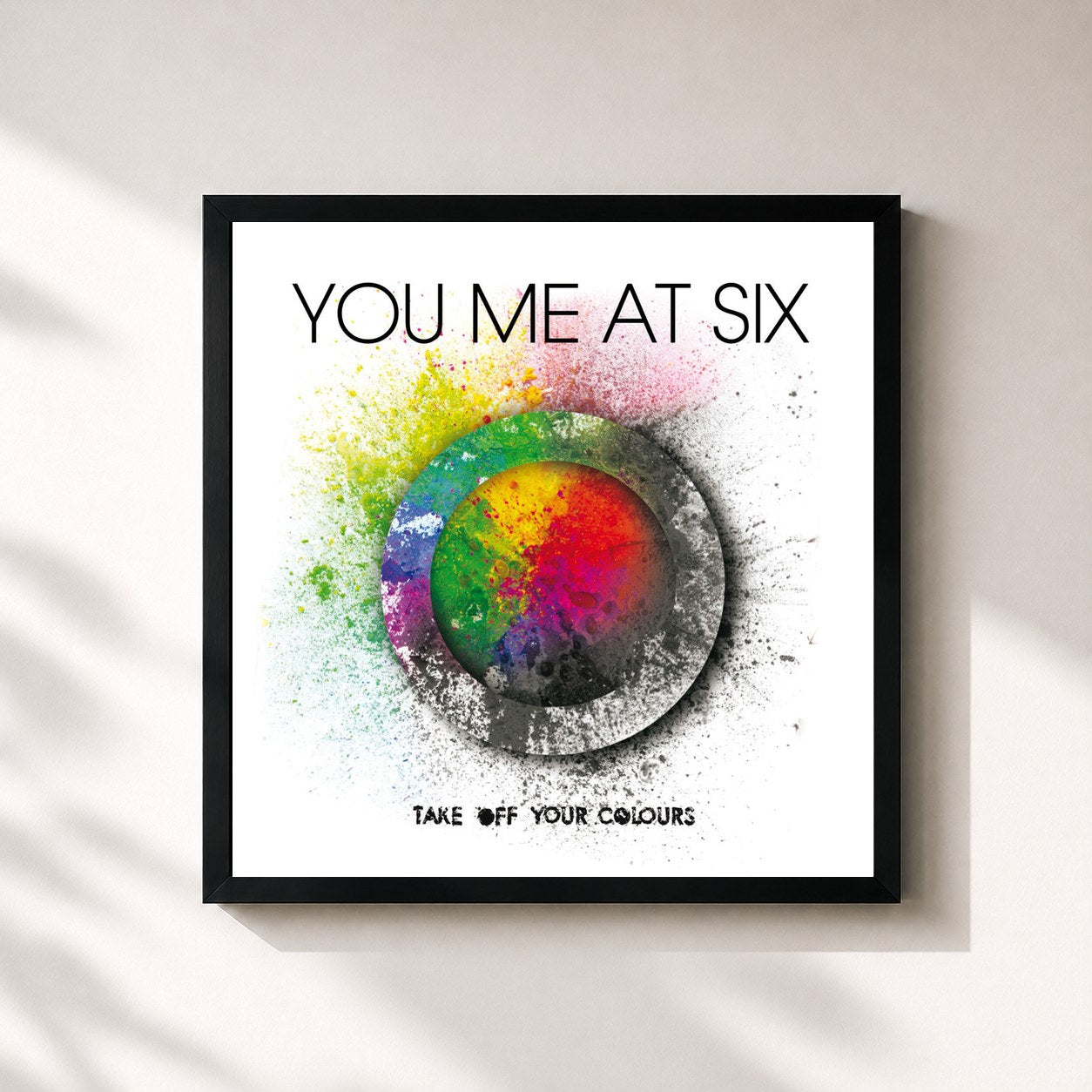 #noir Tableau carré de l'album Take off Your Colours de You Me At Six, cadre noir 32x32 cm