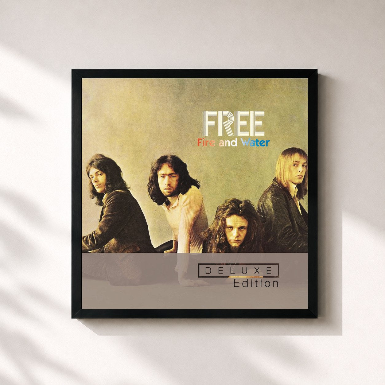 #noir Tableau carré de l'album Fire And Water (Deluxe Edition) de Free, cadre noir 32x32 cm