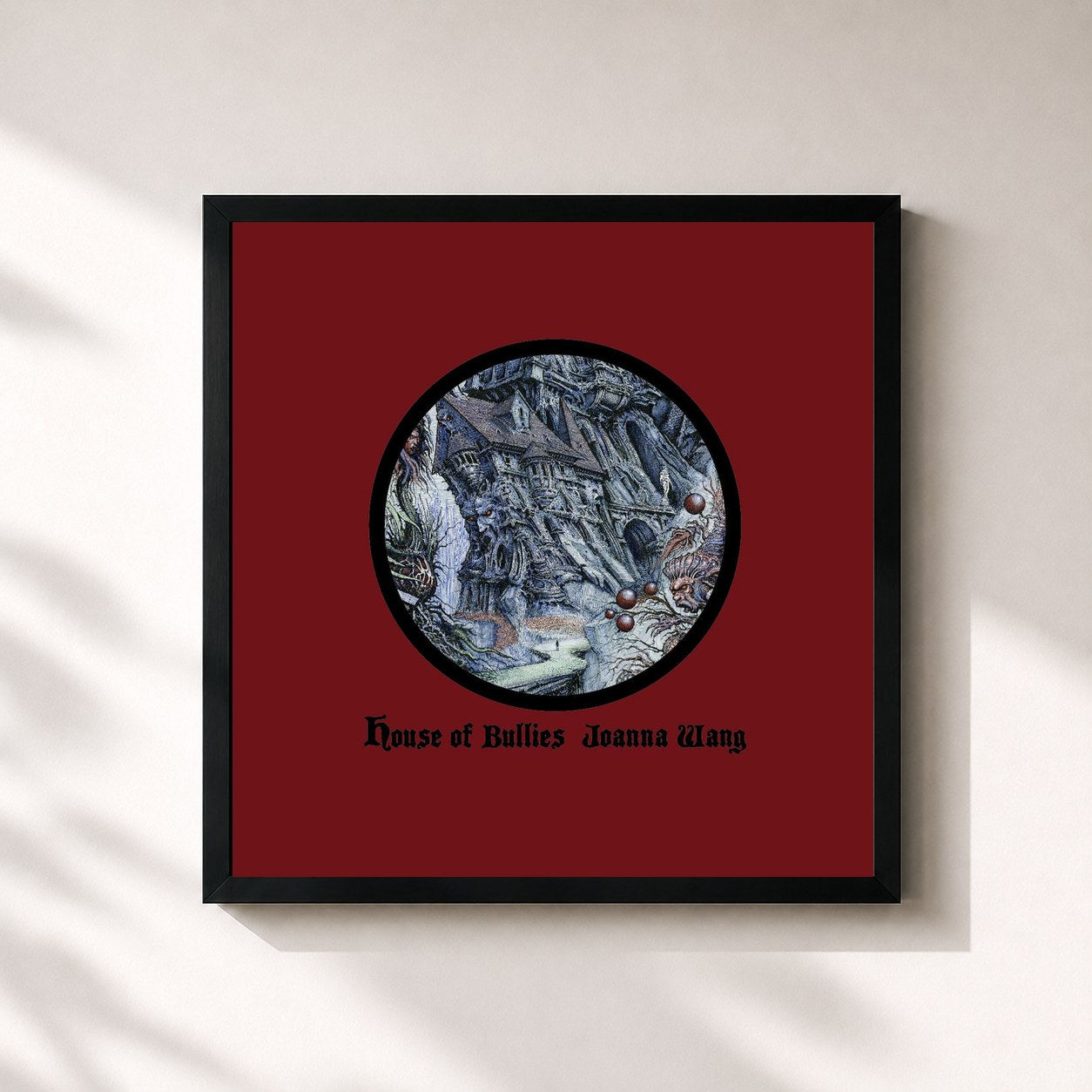#noir Tableau carré de l'album House of Bullies de Joanna Wang, cadre noir 32x32 cm
