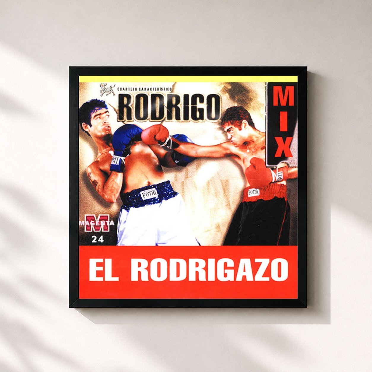 #noir Tableau carré de l'album El Rodrigazo (Mix) de Rodrigo, cadre noir 32x32 cm