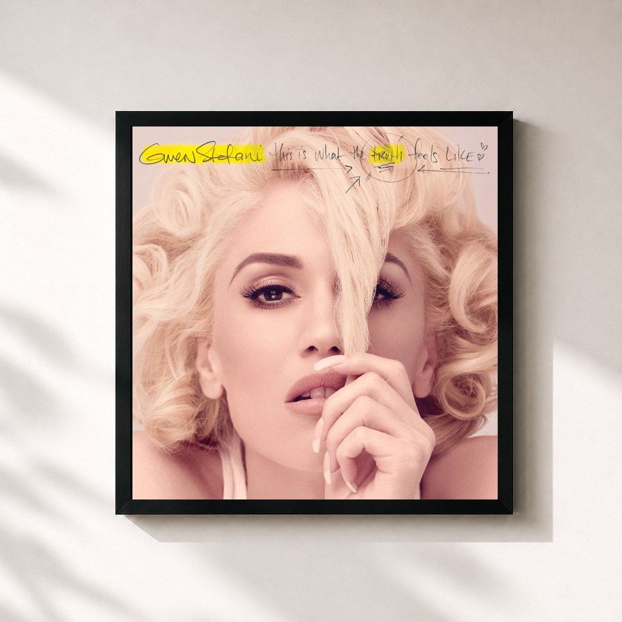 #noir Tableau carré de l'album This Is What The Truth Feels Like de Gwen Stefani, cadre noir 32x32 cm