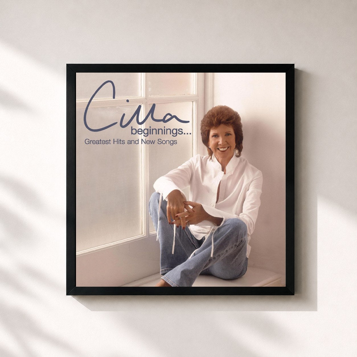 #noir Tableau carré de l'album Beginnings de Cilla Black, cadre noir 32x32 cm