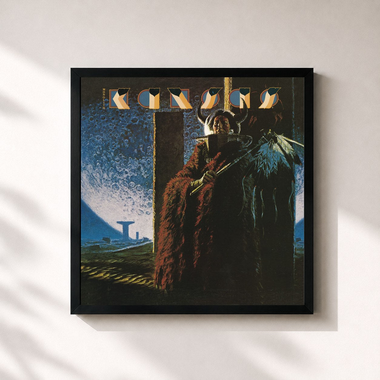 #noir Tableau carré de l'album Monolith de Kansas, cadre noir 32x32 cm