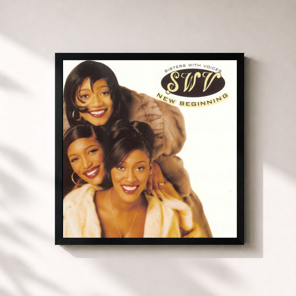 #noir Tableau carré de l'album New Beginning de SWV, cadre noir 32x32 cm