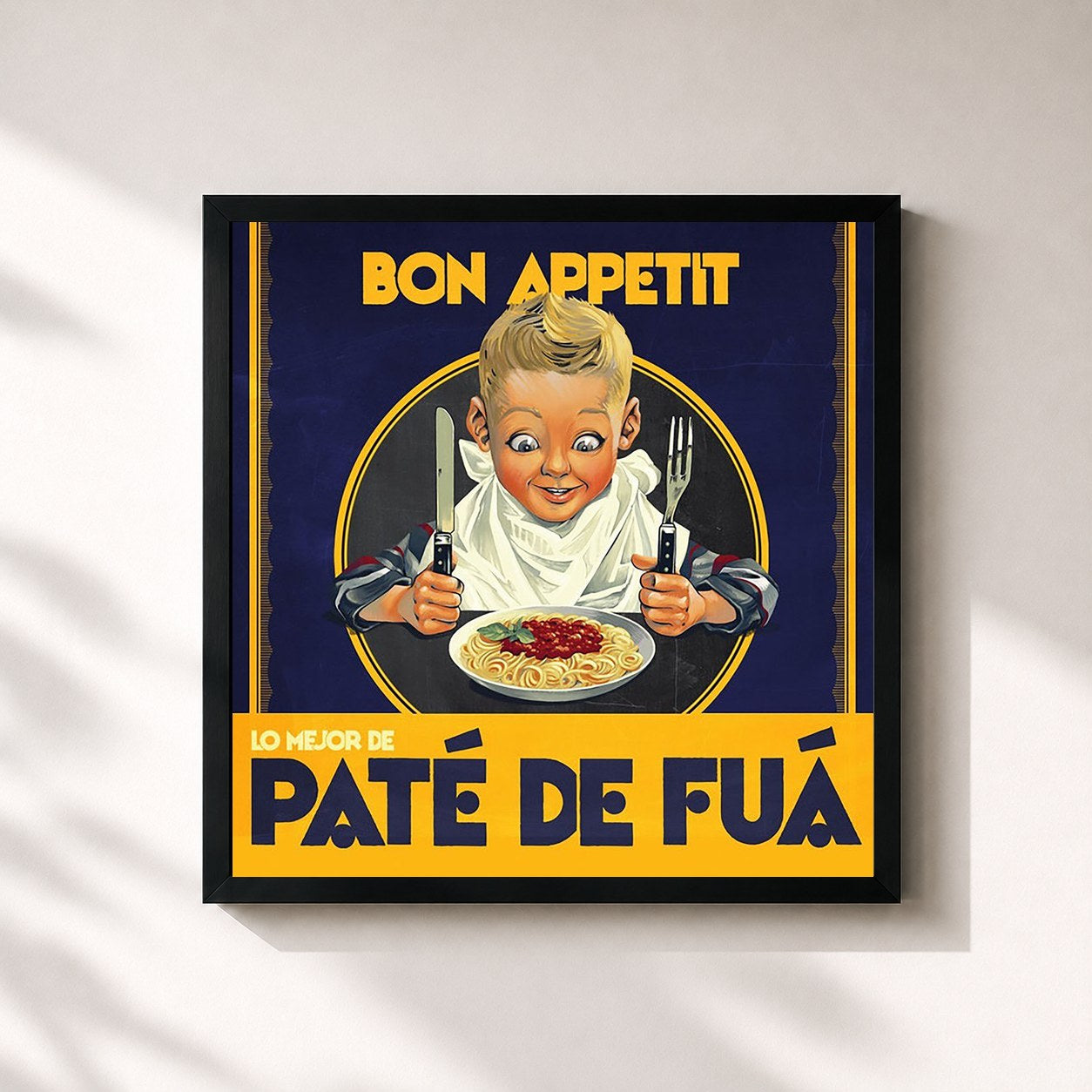 #noir Tableau carré de l'album Bon appetit (Lo Mejor de Paté de Fuá) de Paté de Fuá, cadre noir 32x32 cm