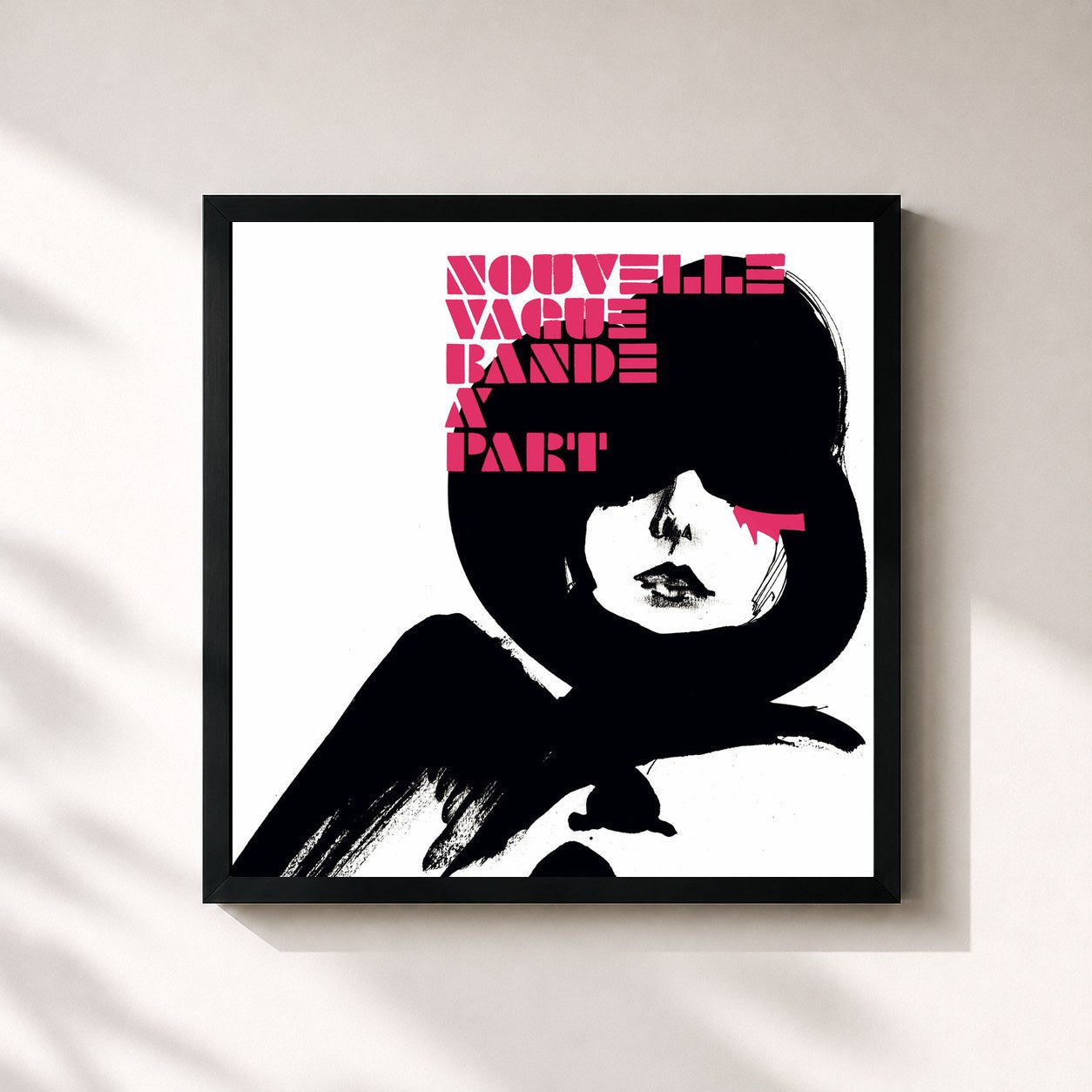#noir Tableau carré de l'album Bande à Part de Nouvelle Vague, cadre noir 32x32 cm
