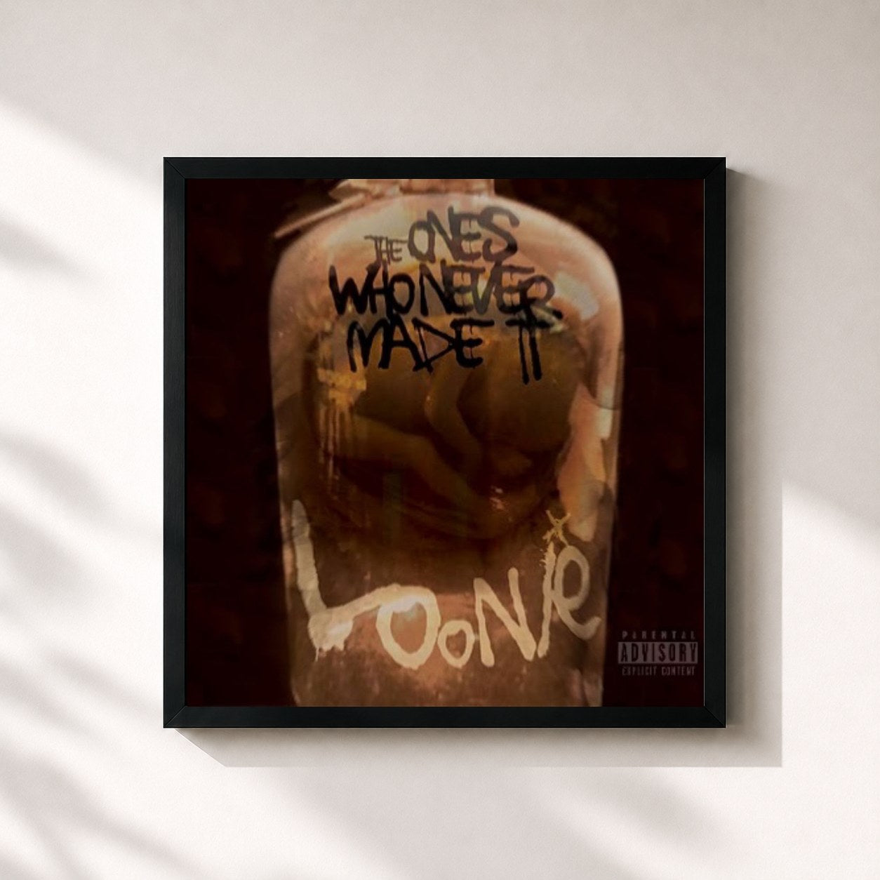 #noir Tableau carré de l'album The Ones Who Never Made It de Loonie, cadre noir 32x32 cm