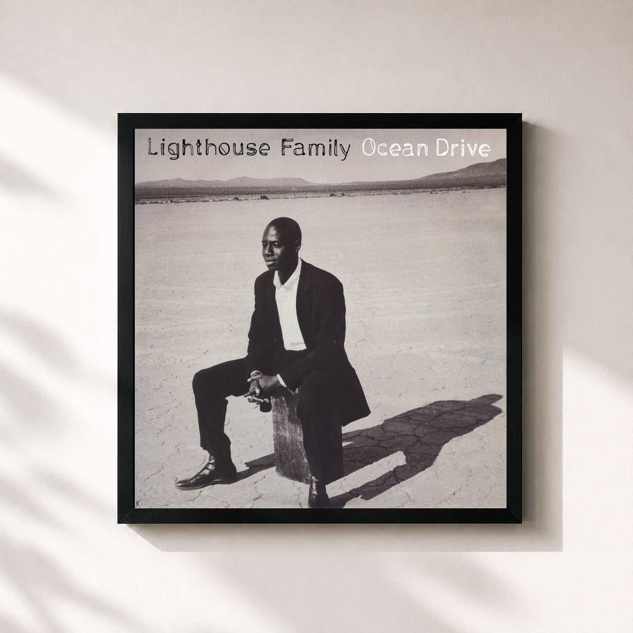 #noir Tableau carré de l'album Ocean Drive de Lighthouse Family, cadre noir 32x32 cm