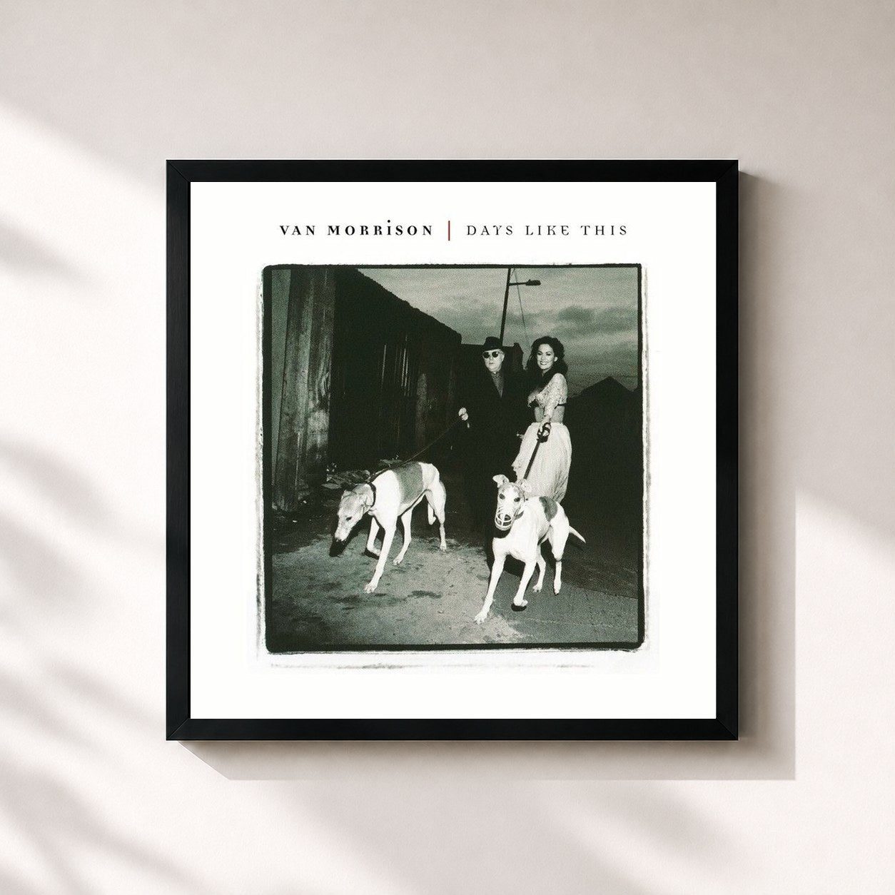 #noir Tableau carré de l'album Days Like This de Van Morrison, cadre noir 32x32 cm