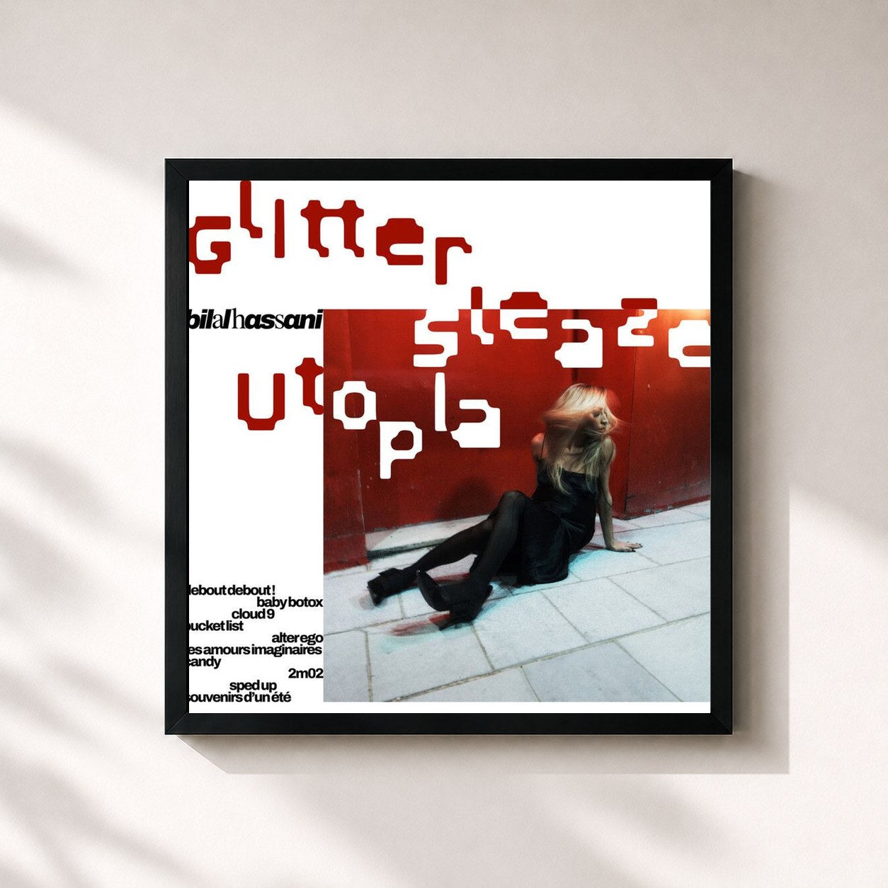 #noir Tableau carré de l'album Glitter Sleaze Utopia de Bilal Hassani, cadre noir 32x32 cm