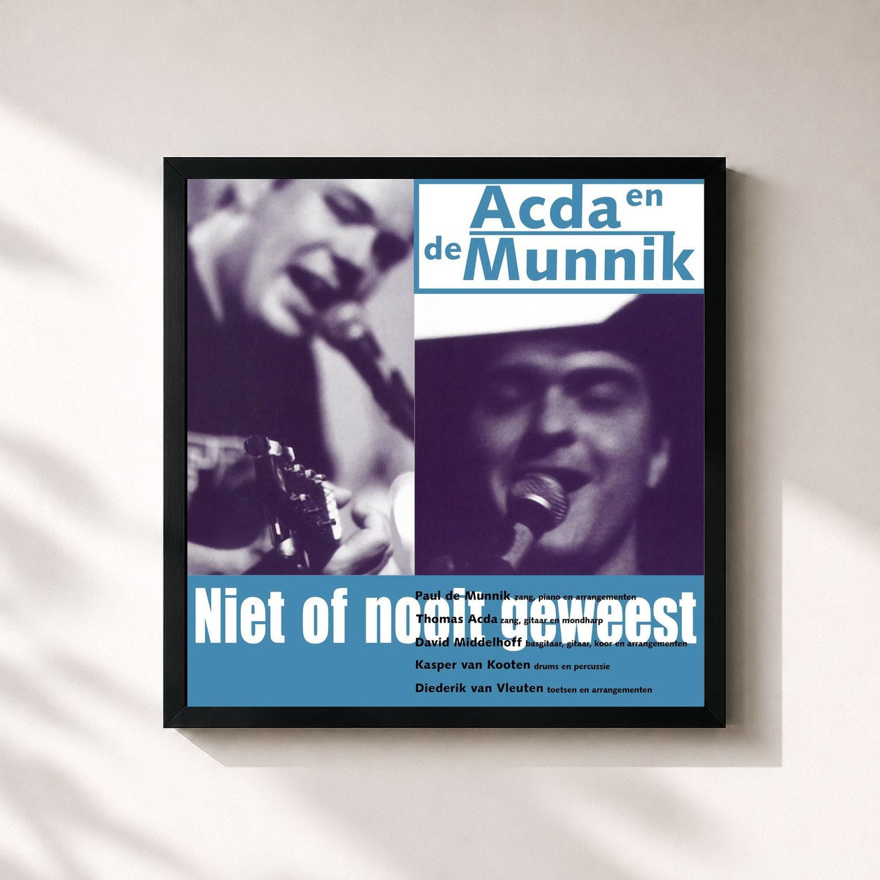 #noir Tableau carré de l'album Niet Of Nooit Geweest de Acda en de Munnik, cadre noir 32x32 cm