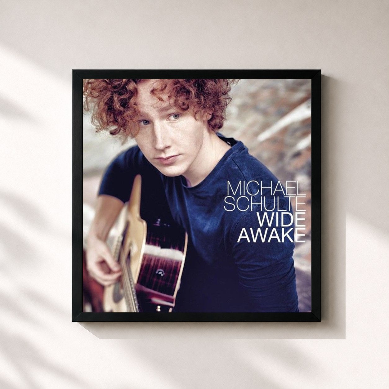 #noir Tableau carré de l'album Wide Awake de Michael Schulte, cadre noir 32x32 cm