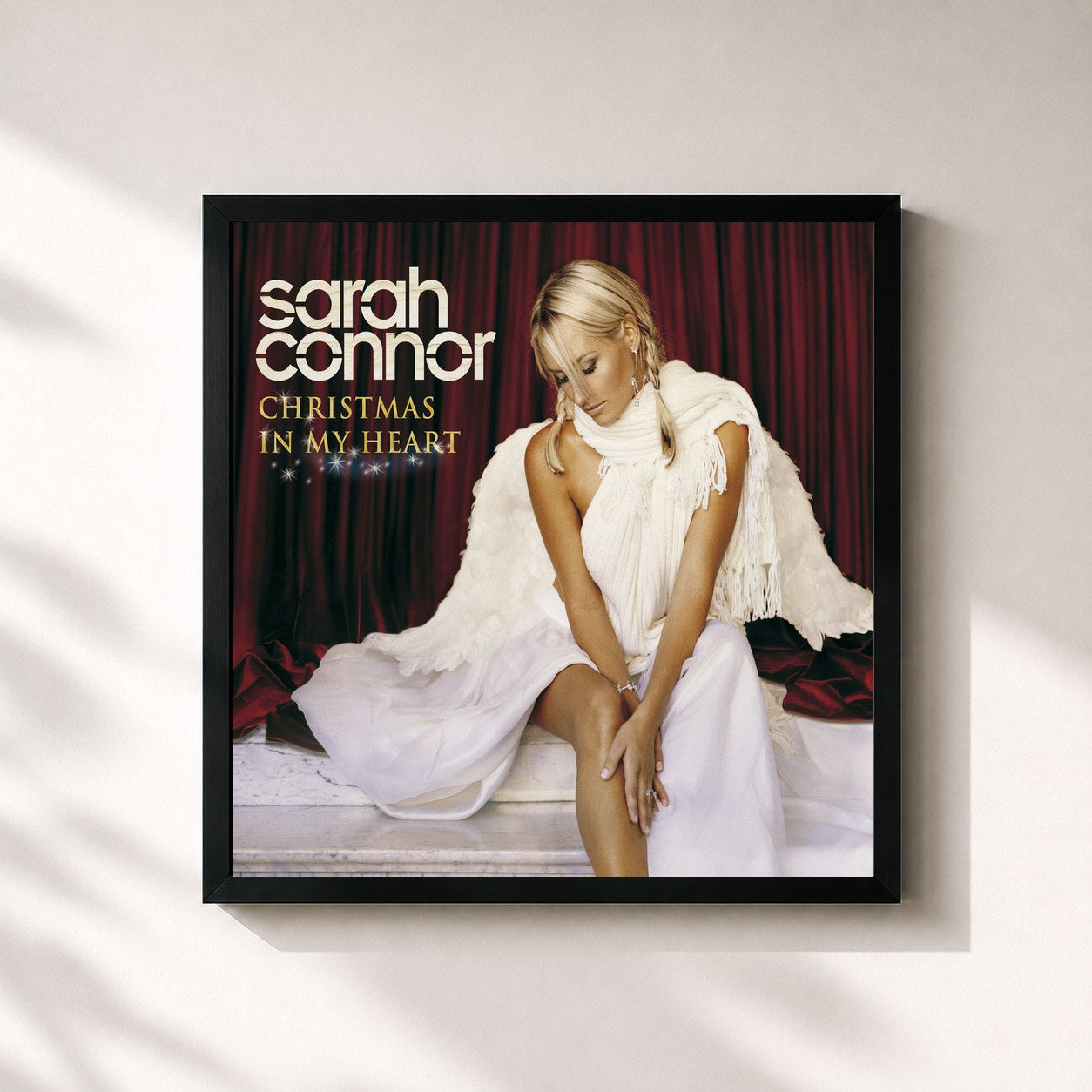 #noir Tableau carré de l'album Christmas In My Heart de Sarah Connor, cadre noir 32x32 cm