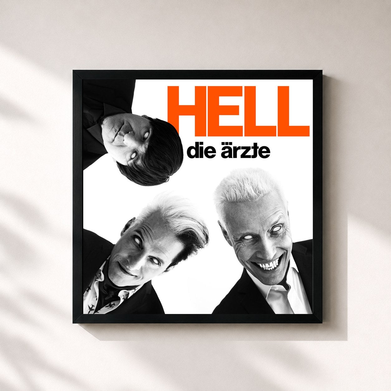 #noir Tableau carré de l'album HELL de Die Ärzte, cadre noir 32x32 cm