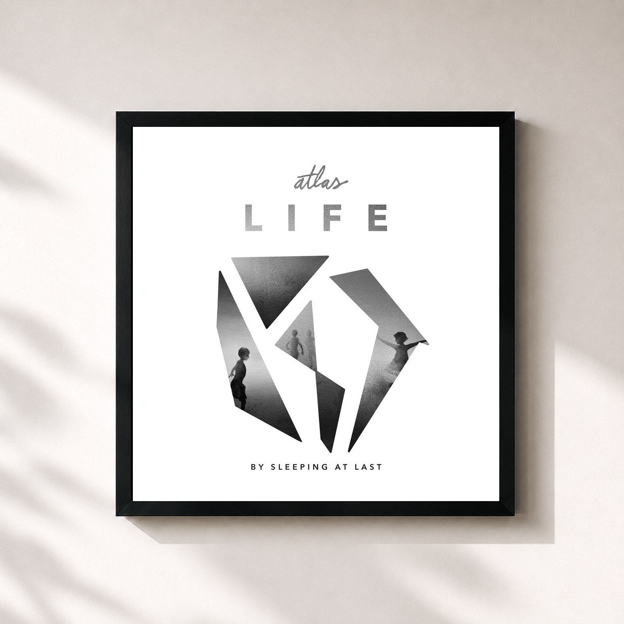 #noir Tableau carré de l'album Atlas: Life de Sleeping At Last, cadre noir 32x32 cm