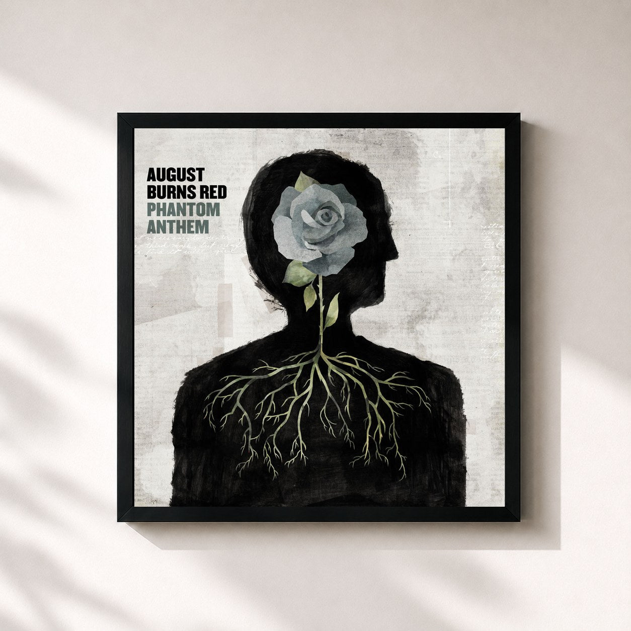 #noir Tableau carré de l'album Phantom Anthem de August Burns Red, cadre noir 32x32 cm