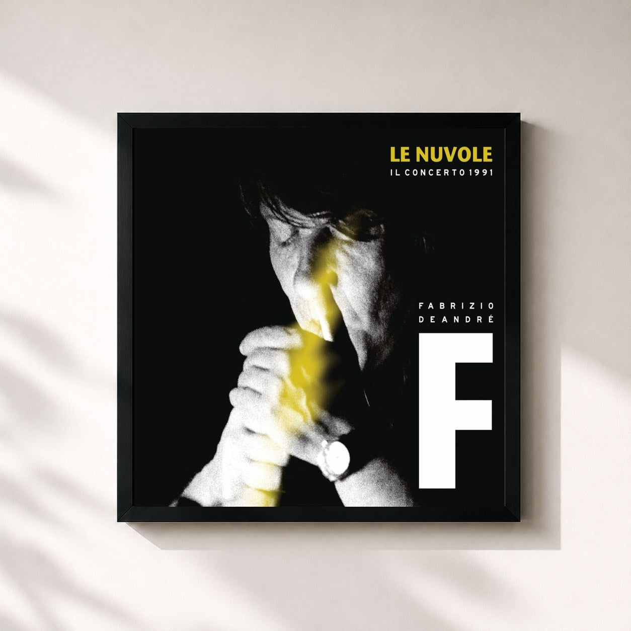 #noir Tableau carré de l'album Le Nuvole - Il concerto 1991 de Fabrizio De André, cadre noir 32x32 cm