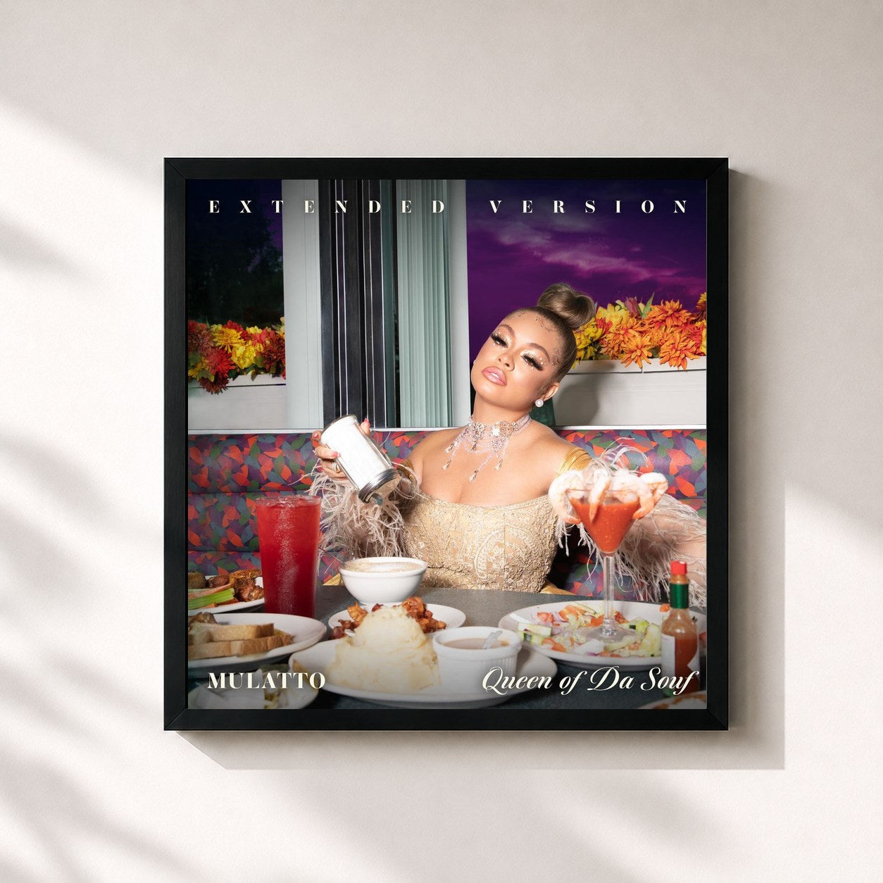 #noir Tableau carré de l'album Queen of Da Souf (Extended Version) (Deluxe Version) de Latto, cadre noir 32x32 cm