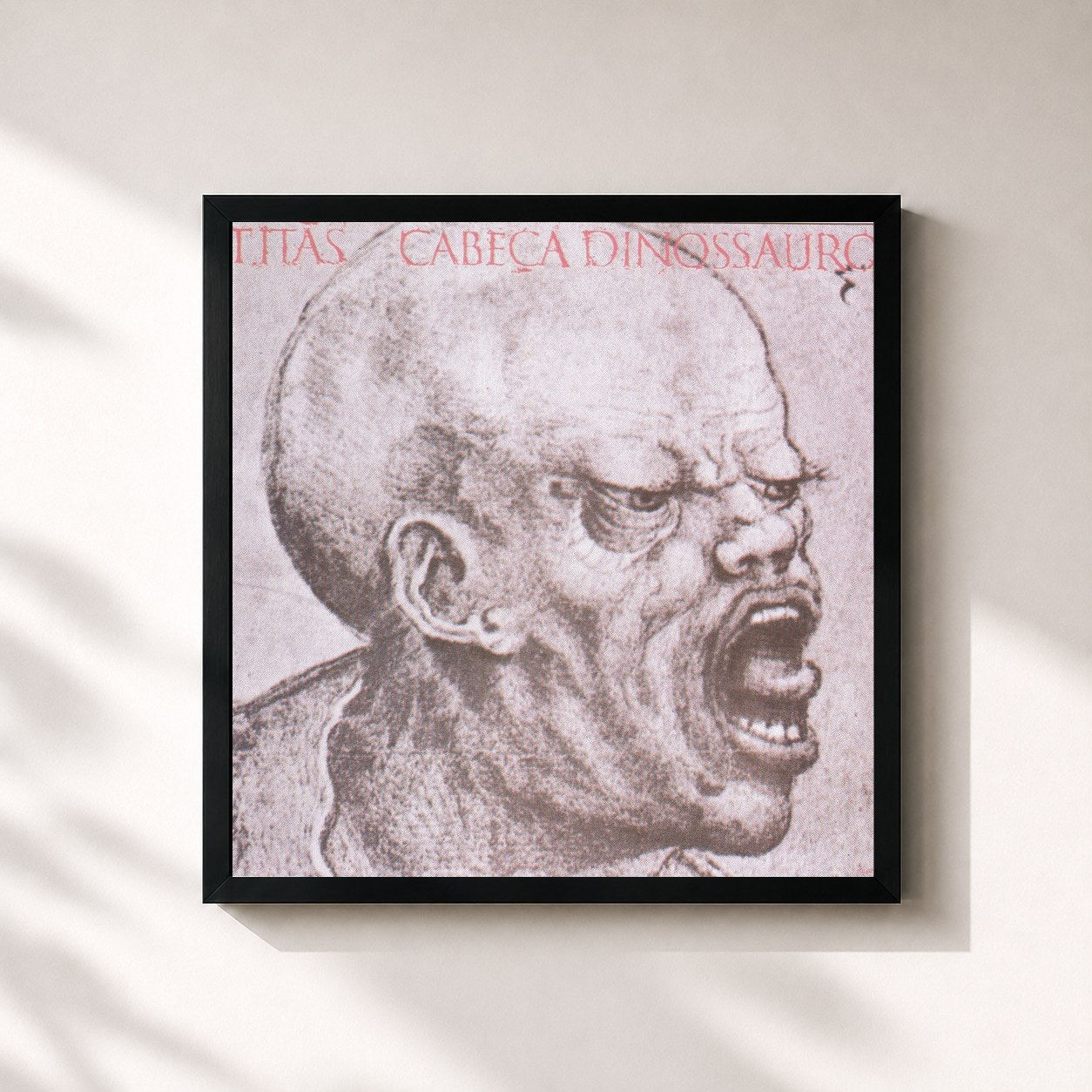 #noir Tableau carré de l'album Cabeça Dinossauro de Titãs, cadre noir 32x32 cm