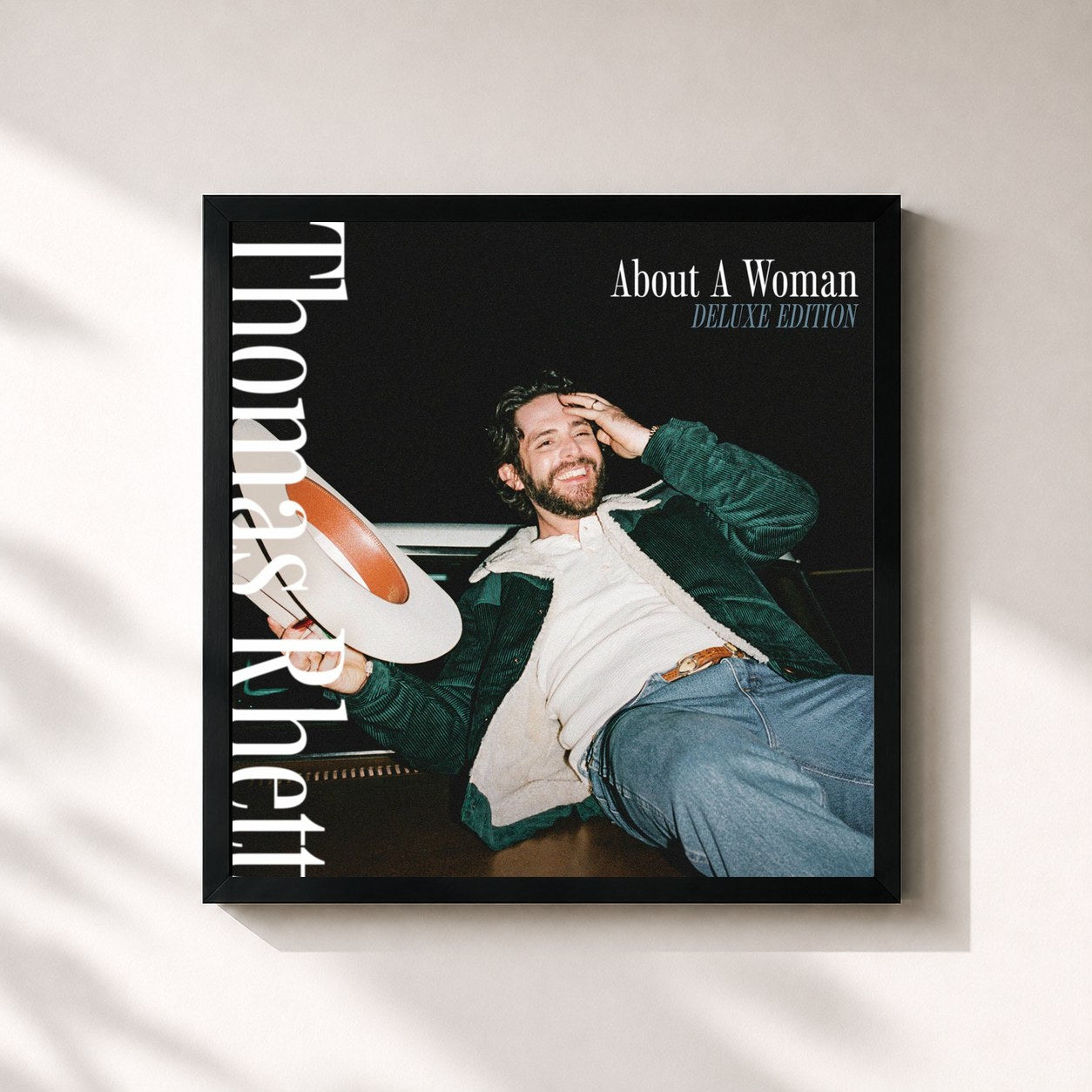 #noir Tableau carré de l'album About A Woman (Deluxe) de Thomas Rhett, cadre noir 32x32 cm