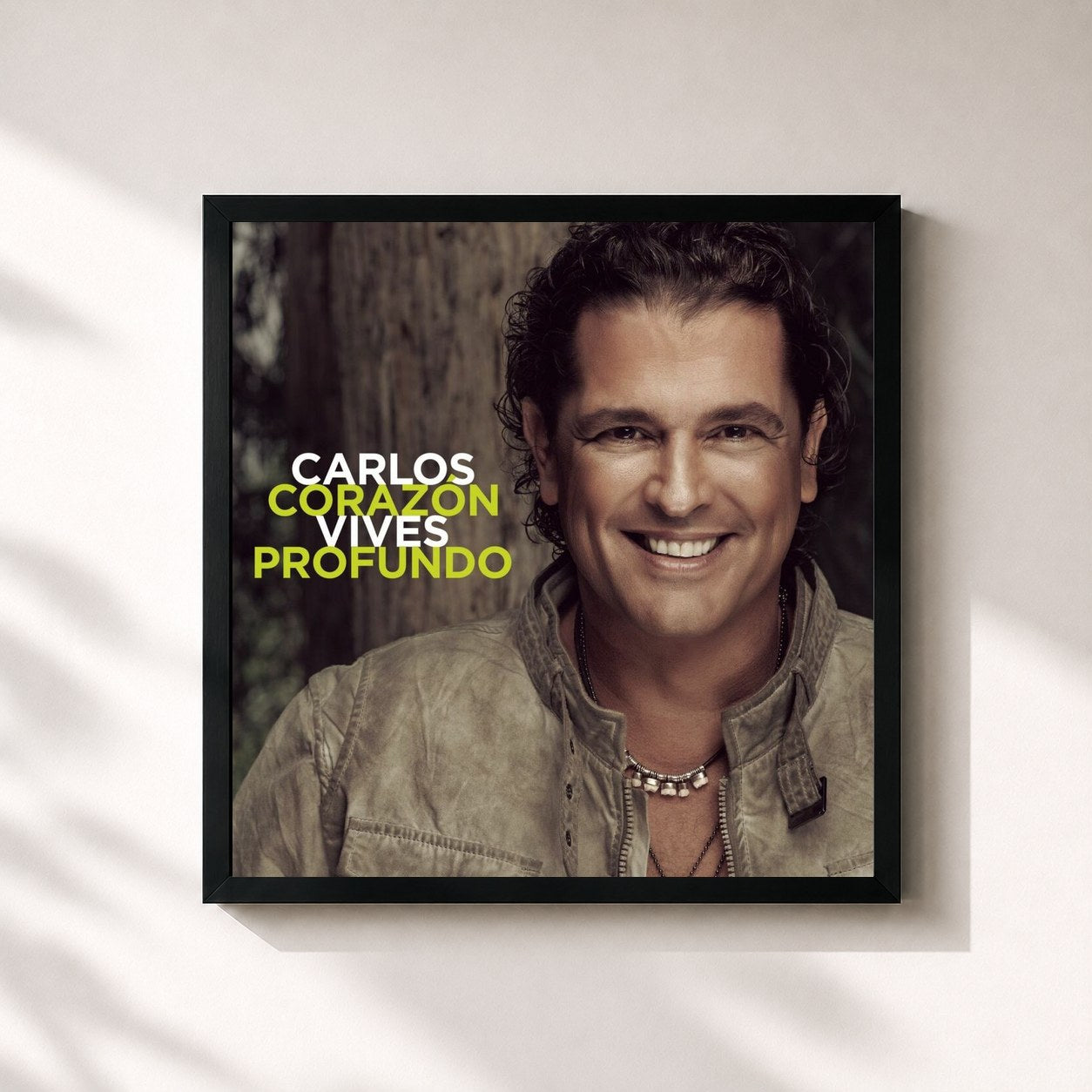 #noir Tableau carré de l'album Corazón Profundo de Carlos Vives, cadre noir 32x32 cm