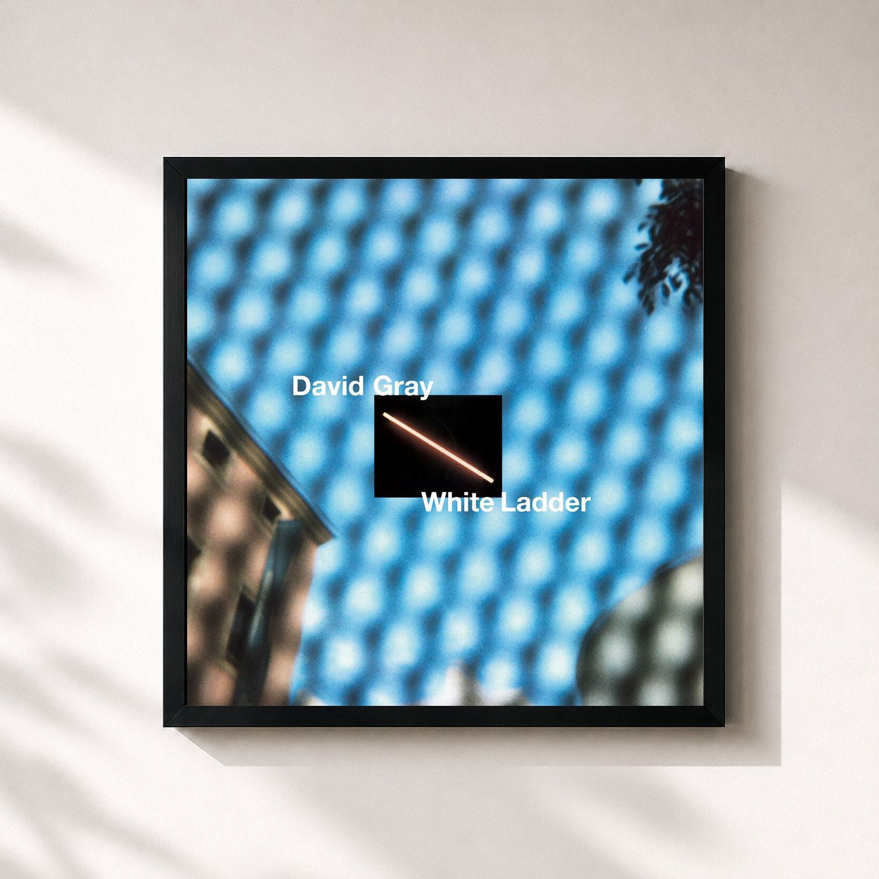 #noir Tableau carré de l'album White Ladder de David Gray, cadre noir 32x32 cm