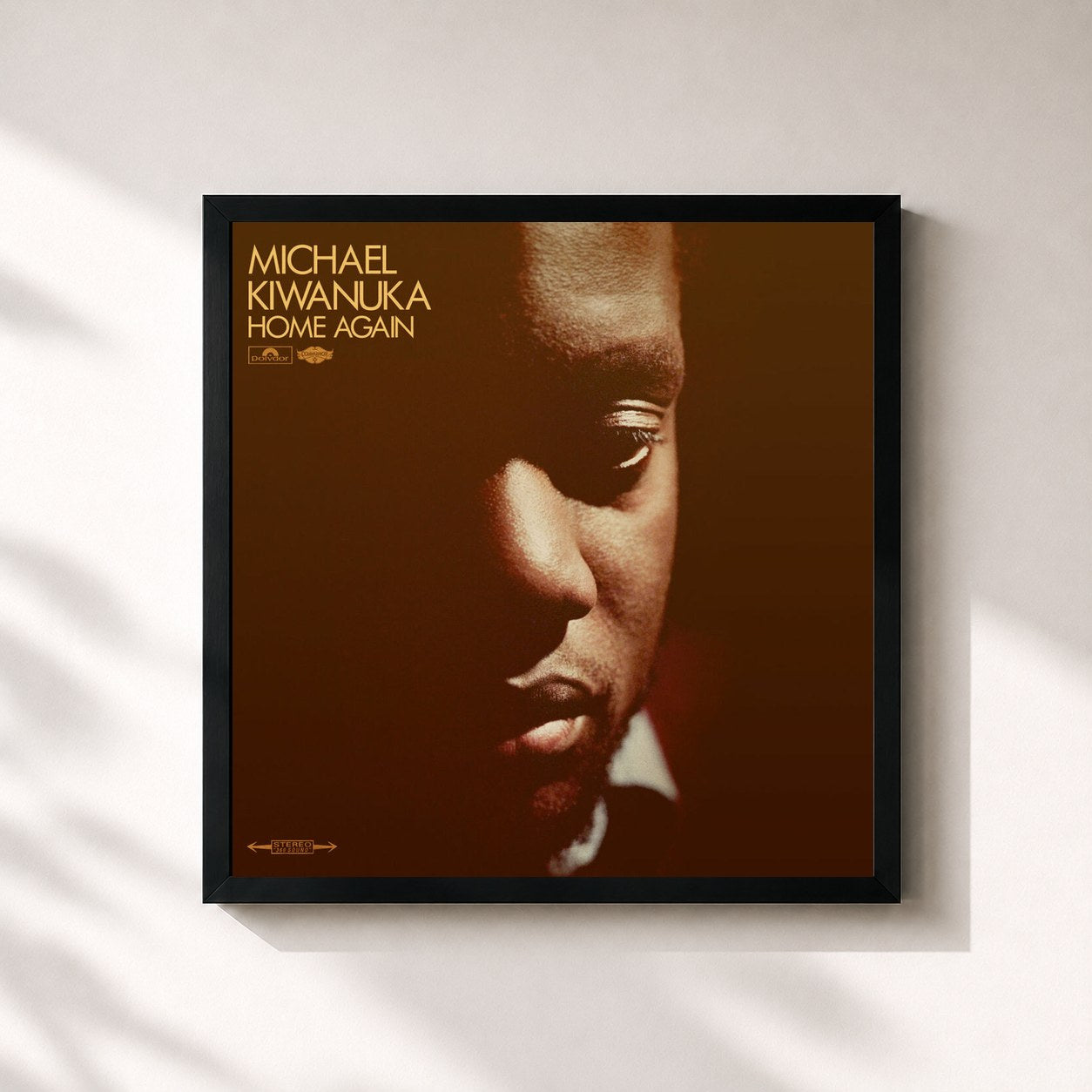 #noir Tableau carré de l'album Home Again de Michael Kiwanuka, cadre noir 32x32 cm
