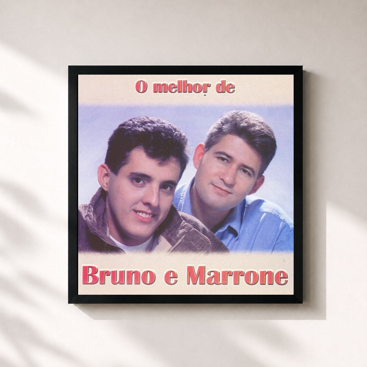 #noir Tableau carré de l'album O melhor de Bruno e Marrone de Bruno & Marrone, cadre noir 32x32 cm