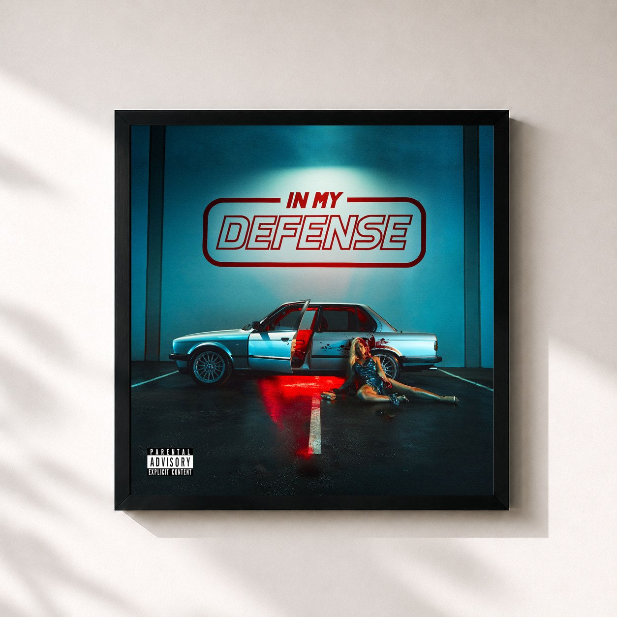 #noir Tableau carré de l'album In My Defense de Iggy Azalea, cadre noir 32x32 cm