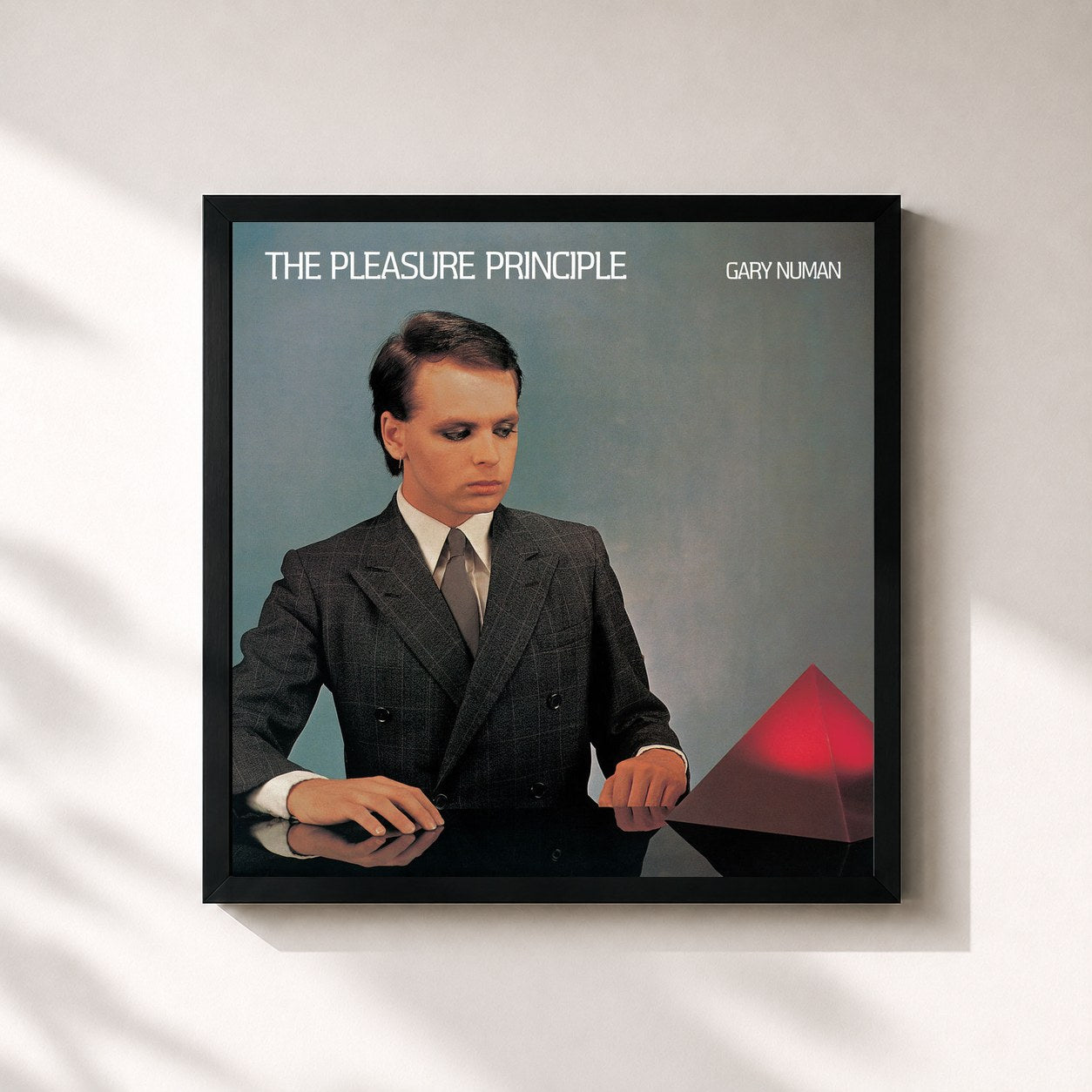 #noir Tableau carré de l'album The Pleasure Principle de Gary Numan, cadre noir 32x32 cm