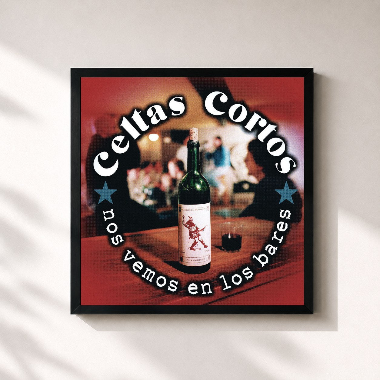 #noir Tableau carré de l'album Nos Vemos En Los Bares de Celtas Cortos, cadre noir 32x32 cm