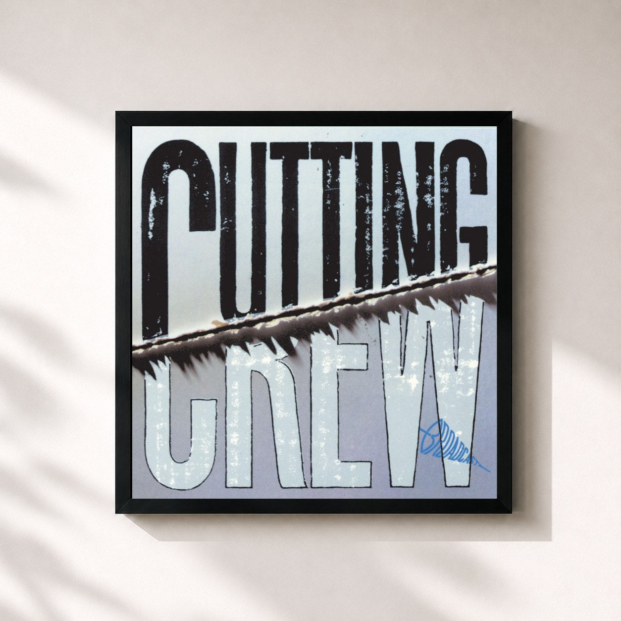 #noir Tableau carré de l'album Broadcast de Cutting Crew, cadre noir 32x32 cm