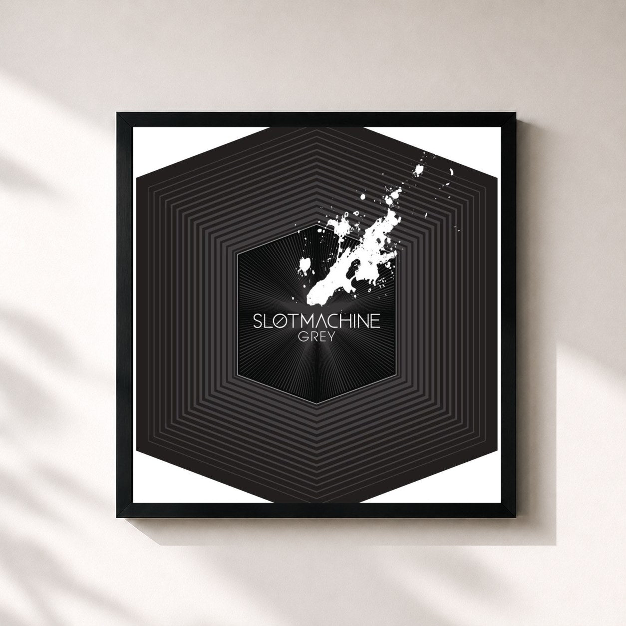 #noir Tableau carré de l'album Grey de Slot Machine, cadre noir 32x32 cm
