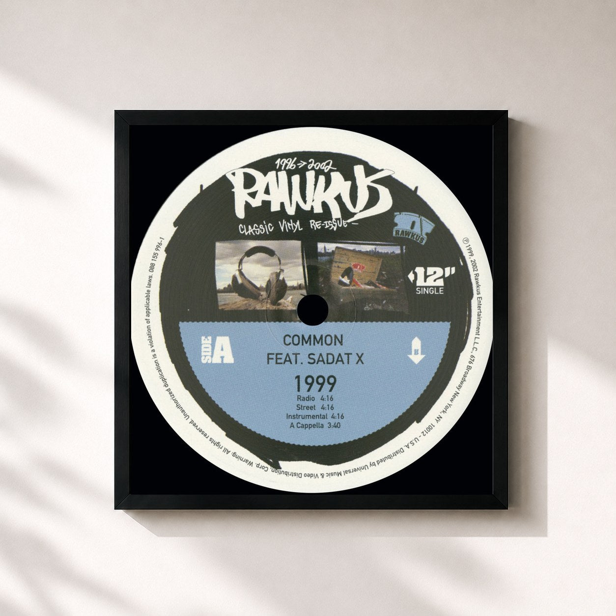 #noir Tableau carré de l'album 1999 / Like They Used To Say (Remixes) de Common, cadre noir 32x32 cm