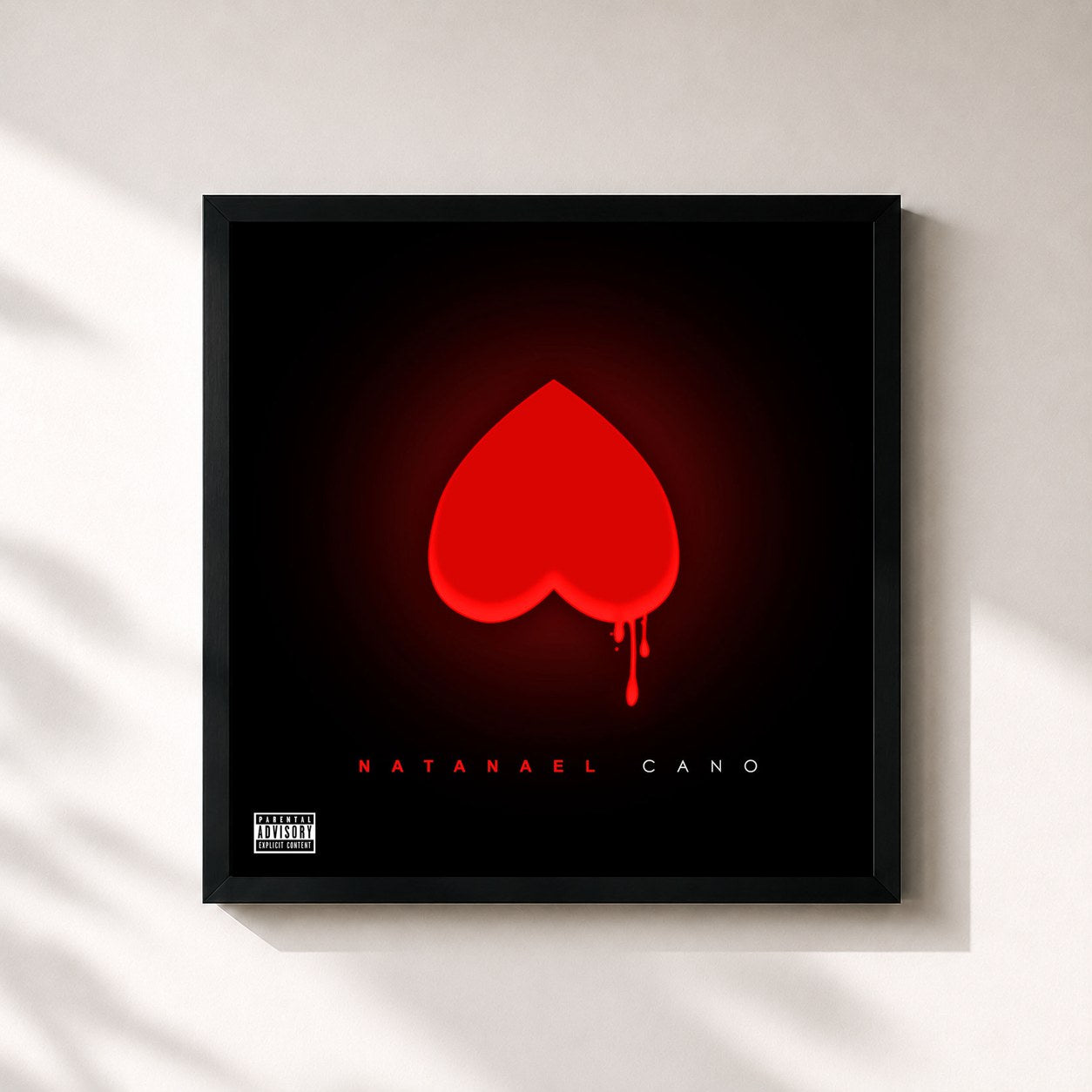 #noir Tableau carré de l'album Corazon Tumbado de Natanael Cano, cadre noir 32x32 cm
